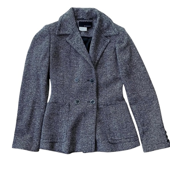 Samsonite Italy Tweed Wool Silk Blend Buttoned Coat Jacket Gray Size IT 40 US 6 - Picture 1 of 9